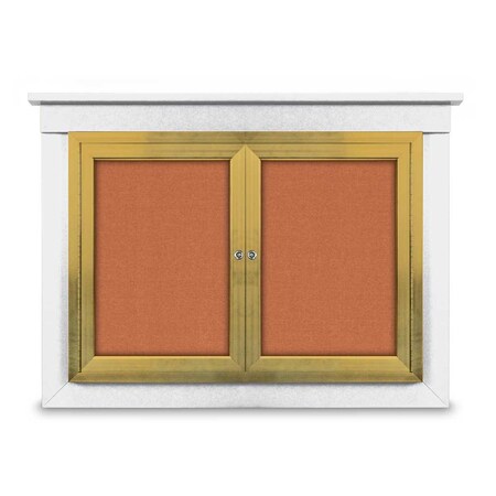 United Visual Products 48"x36" 2-Door Enclosed Letterboard, Blue Vinyl/Cherry UV2624O-CHERRY-BARBLU